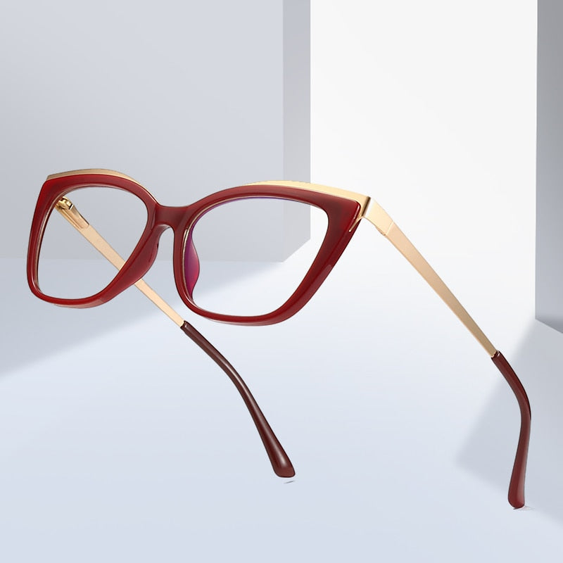 Hotochki Women's Full Rim Cat Eye Alloy Acetate Frame Eyeglasses 2049 Full Rim Hotochki