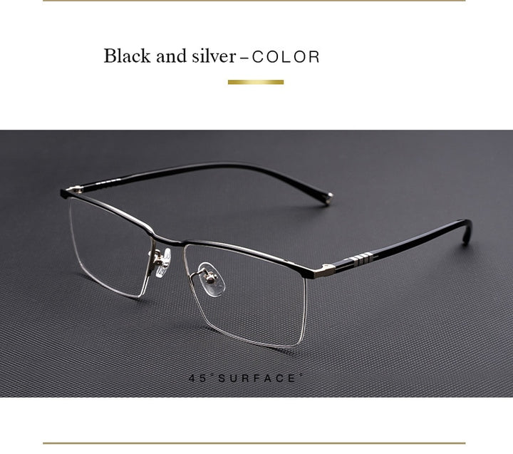 Hotochki Men's Semi Rim Titanium Frame Eyeglasses P9861 Semi Rim Hotochki