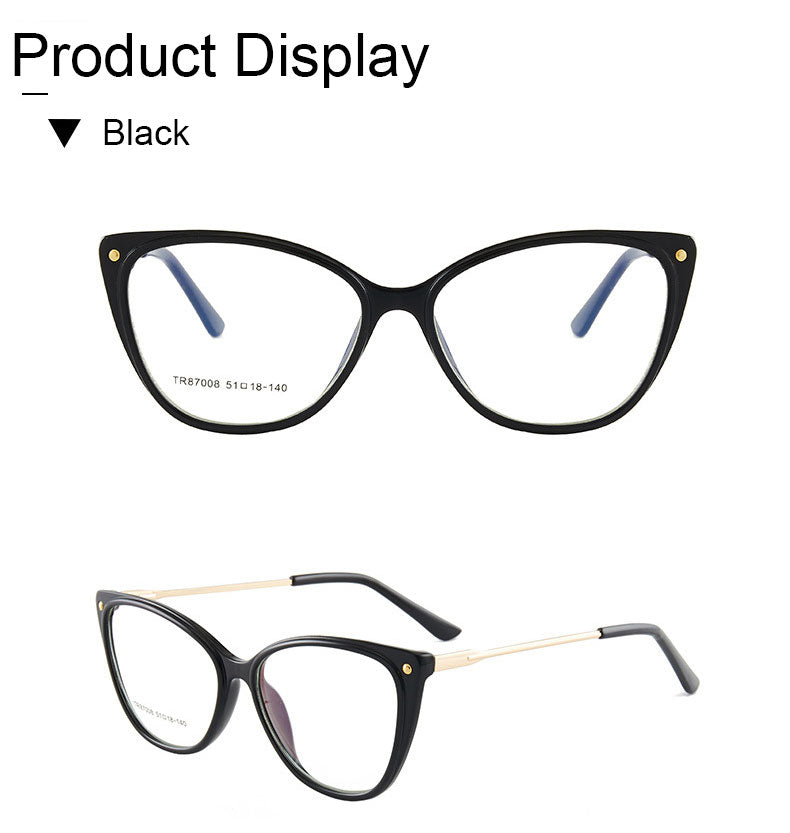 Hotony Woman's Full Rim Cat Eye TR 90 Resin Alloy Frame Eyeglasses 7008 Full Rim Hotony