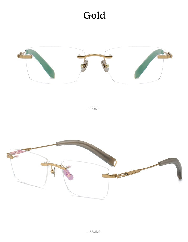 Yimaruili Men's Rimless Square β Titanium Frame Eyeglasses 80816 Rimless Yimaruili Eyeglasses