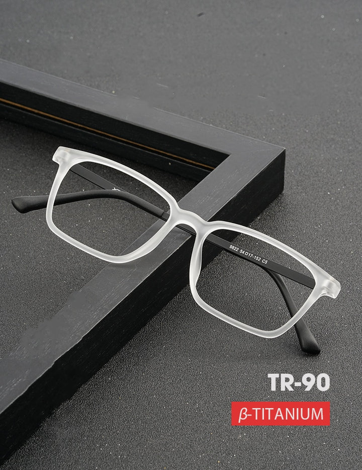 Yimaruili Men's Full Rim Square β Titanium TR 90 Resin Frame Eyeglasses 9822 Full Rim Yimaruili Eyeglasses
