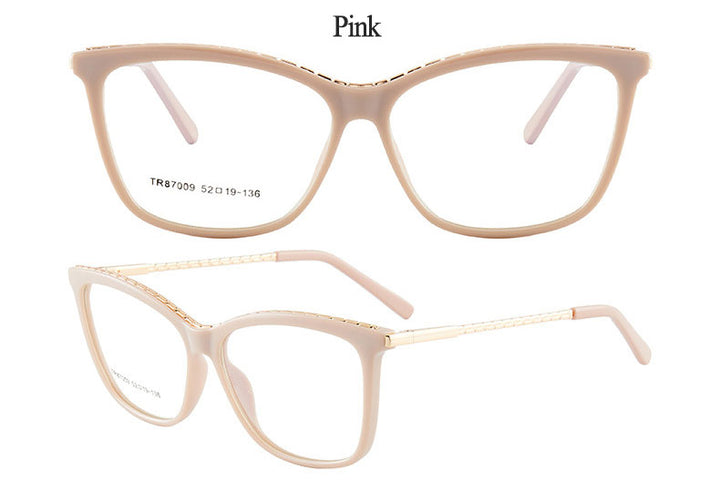 Hotony Woman's Full Rim Square TR 90 Resin Alloy Frame Eyeglasses 7009 Full Rim Hotony