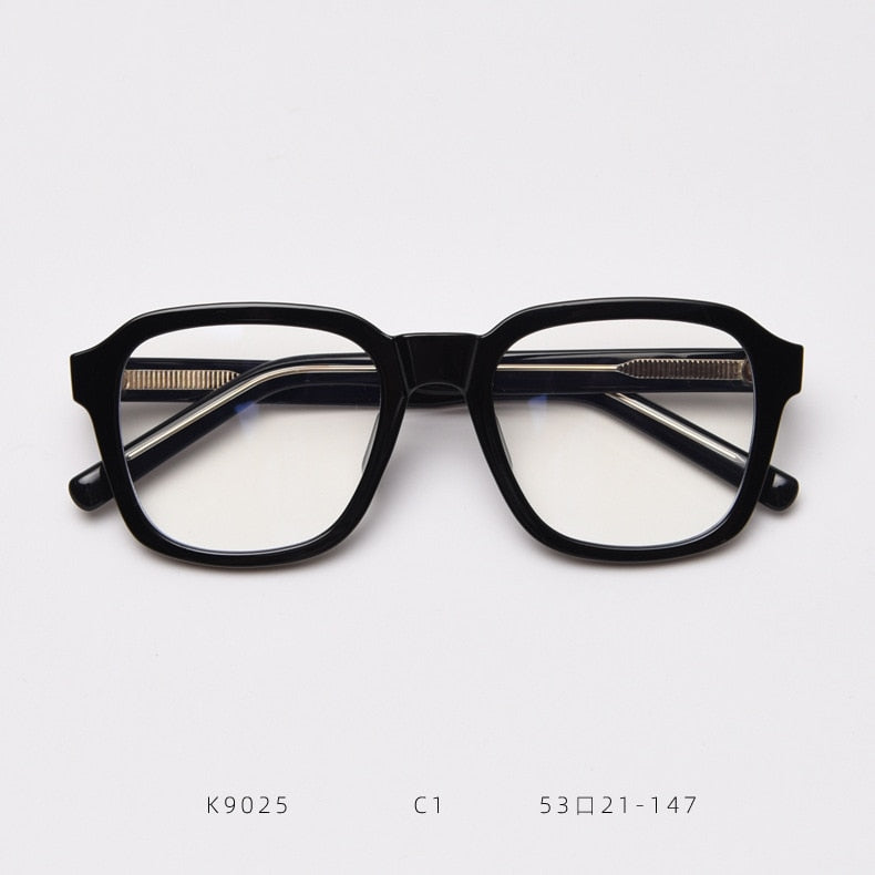 CCspace Women's Full Rim Square Tr 90 Titanium Frame Acetate Leg Eyeglasses 49354 Full Rim CCspace C1Black