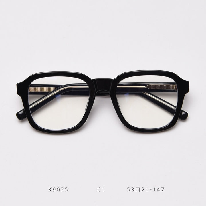 CCspace Women's Full Rim Square Tr 90 Titanium Frame Acetate Leg Eyeglasses 49354 Full Rim CCspace C1Black