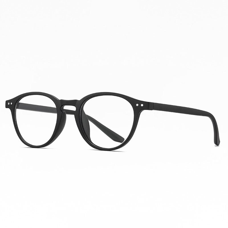 Hotochki Unisex Full Rim Round TR-90 Resin Frame Eyeglasses 2318 Full Rim Hotochki Matte Black C73-P81