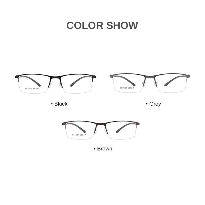 Gmei Men's Eyeglasses Business Half Rim Metal Alloy S61004 Semi Rim Gmei Optical