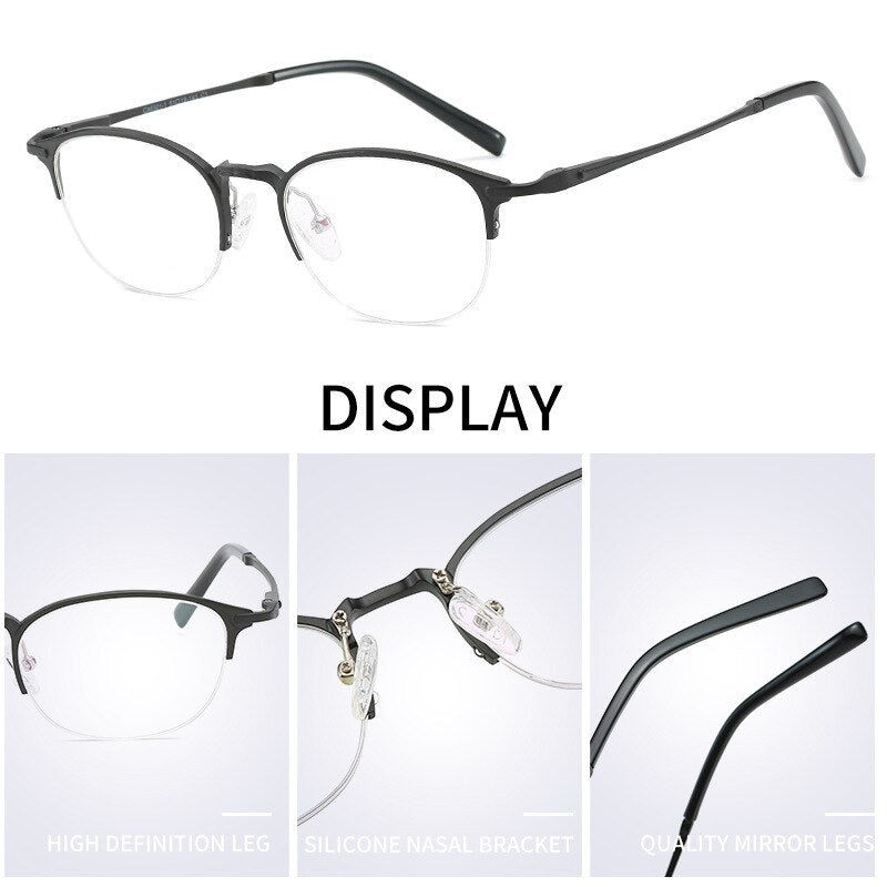 Hdcrafter Unisex Semi Rim Round TR 90 Titanium Frame Eyeglasses 6301 Semi Rim Hdcrafter Eyeglasses