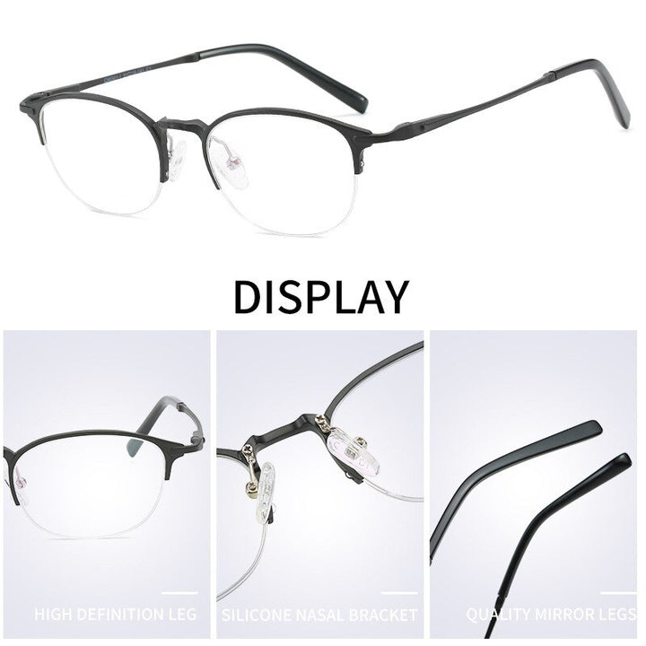 Hdcrafter Unisex Semi Rim Round TR 90 Titanium Frame Eyeglasses 6301 Semi Rim Hdcrafter Eyeglasses