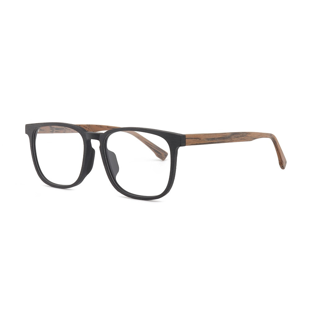 Hdcrafter Men's Full Rim Square Metal Wood Frame Eyeglasses P1688 Full Rim Hdcrafter Eyeglasses