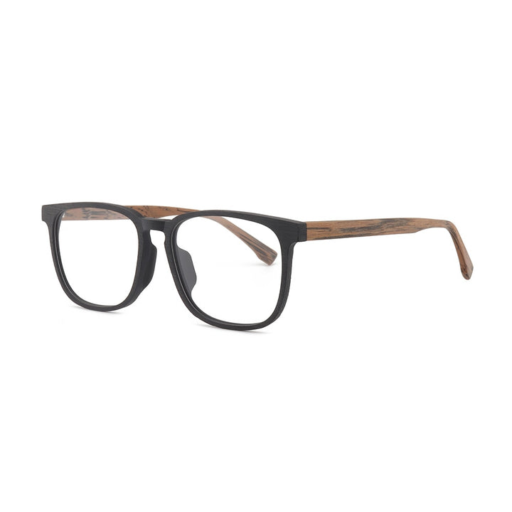 Hdcrafter Men's Full Rim Square Metal Wood Frame Eyeglasses P1688 Full Rim Hdcrafter Eyeglasses
