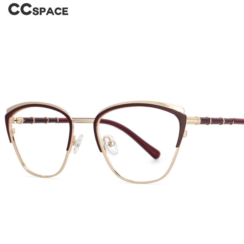 CCspace Women's Full Rim Square Cat Eye Alloy Frame Eyeglasses 53867 Full Rim CCspace