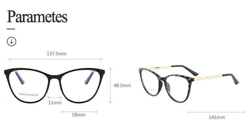 Hotony Women's Full Rim TR 90 Resin Round Cat Eye Frame Eyeglasses 7010 Full Rim Hotony