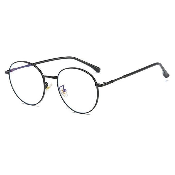 Hotony Unisex Full Rim Round Alloy Eyeglasses 61099 Full Rim Hotony Black