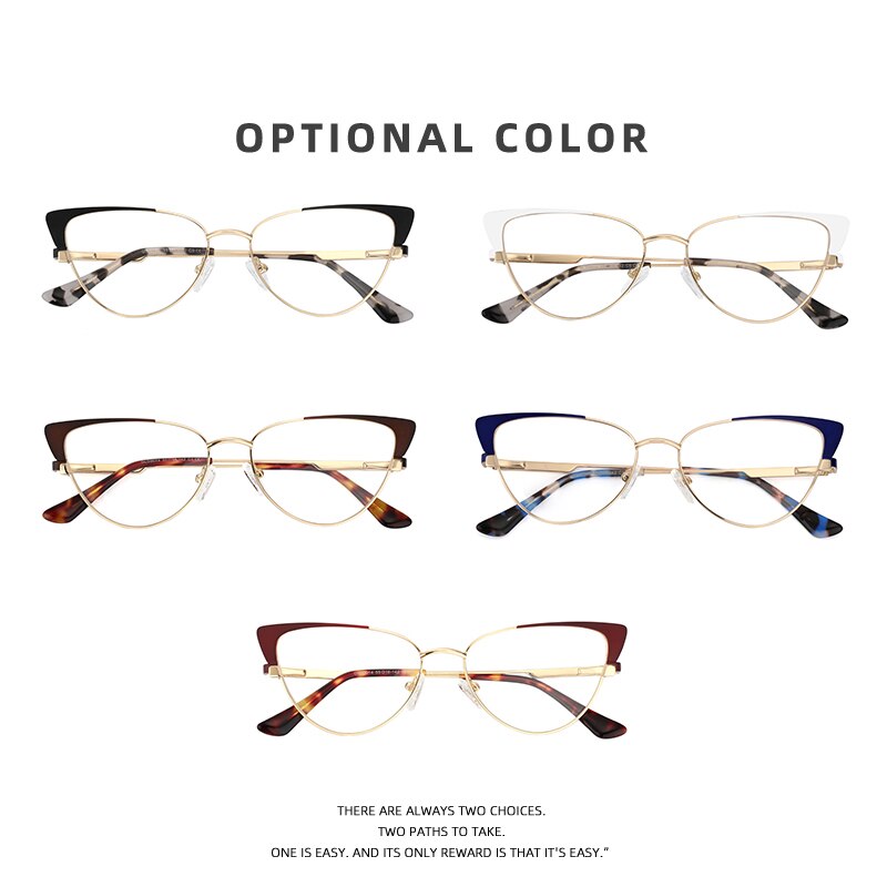 Laoyehui Women's Eyeglasses Cat Eye Alloy Frame 9014 Full Rim Laoyehui