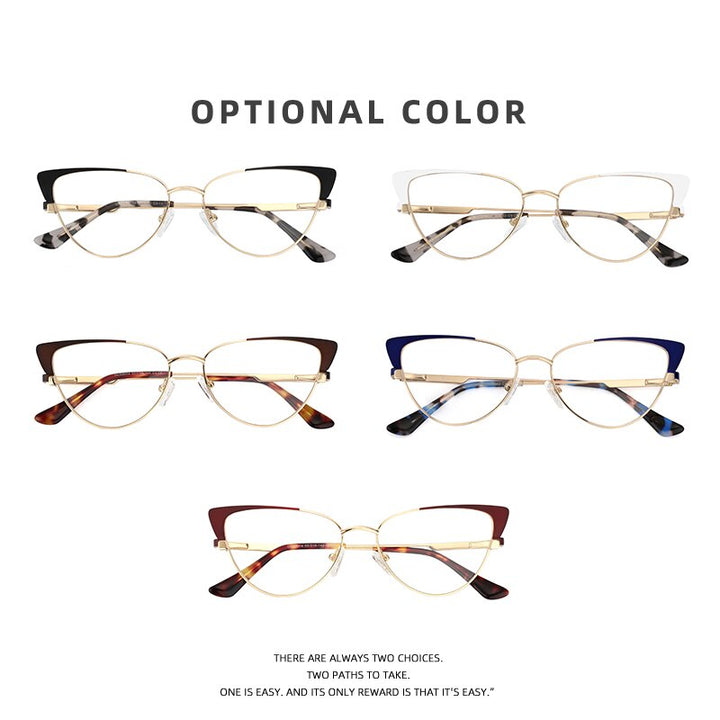 Laoyehui Women's Eyeglasses Cat Eye Alloy Frame 9014 Full Rim Laoyehui