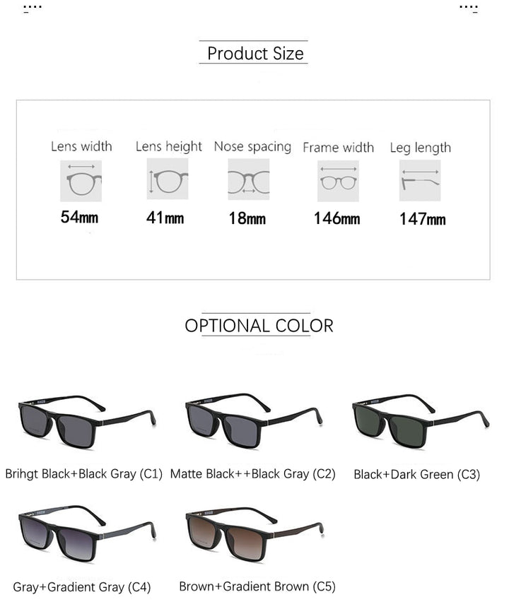 Yimaruili Unisex Full Rim Resin Frame Eyeglasses With Polarized Lens Magnetic Clip On Sunglasses 2146 With Clip Ons Yimaruili Eyeglasses