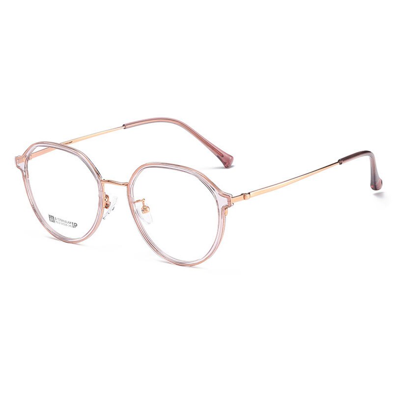 Hotochski Unisex Full Rim Round Beta Titanium Frame Eyeglasses 7012 Full Rim Hotochki Gray-Rose Gold