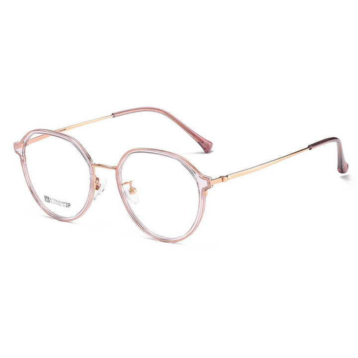 Hotochski Unisex Full Rim Round Beta Titanium Frame Eyeglasses 7012 Full Rim Hotochki Gray-Rose Gold