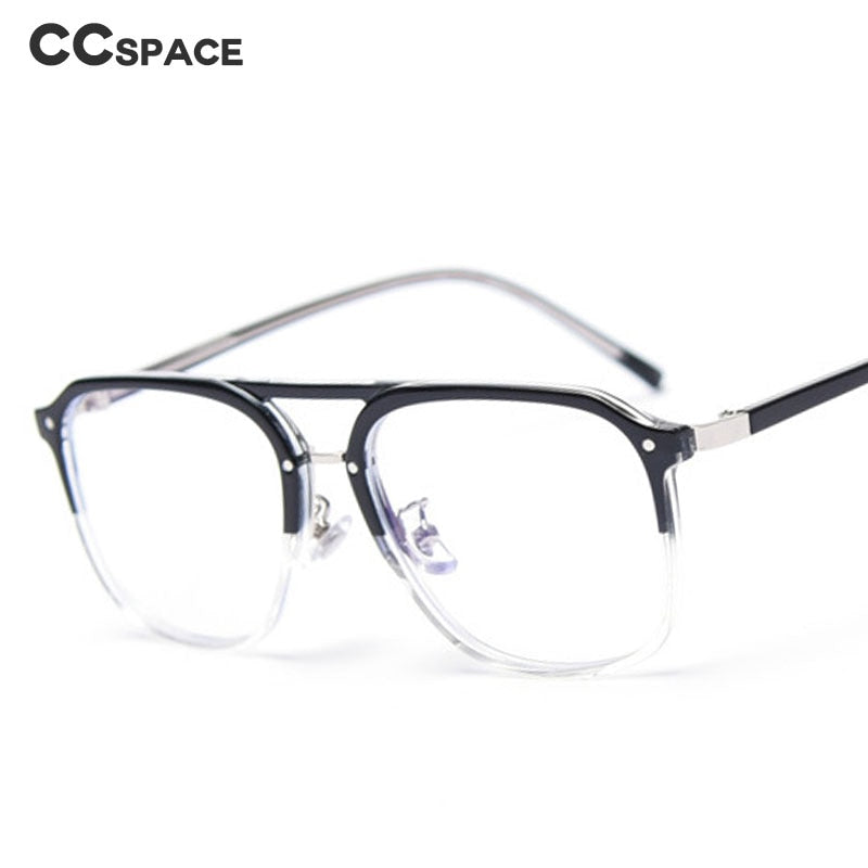 CCspace Women's Full Rim Square Tr 90 Titanium Double Bridge Frame Eyeglasses 49357 Full Rim CCspace