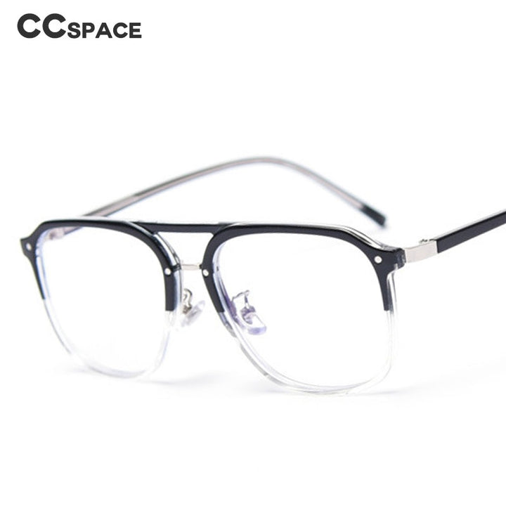 CCspace Women's Full Rim Square Tr 90 Titanium Double Bridge Frame Eyeglasses 49357 Full Rim CCspace