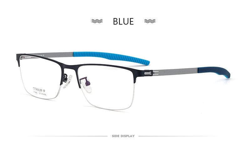 Hotochki Men's Semi Rim TitaniumAlloy IP Plated Frame Eyeglasses F1983 Semi Rim Hotochki