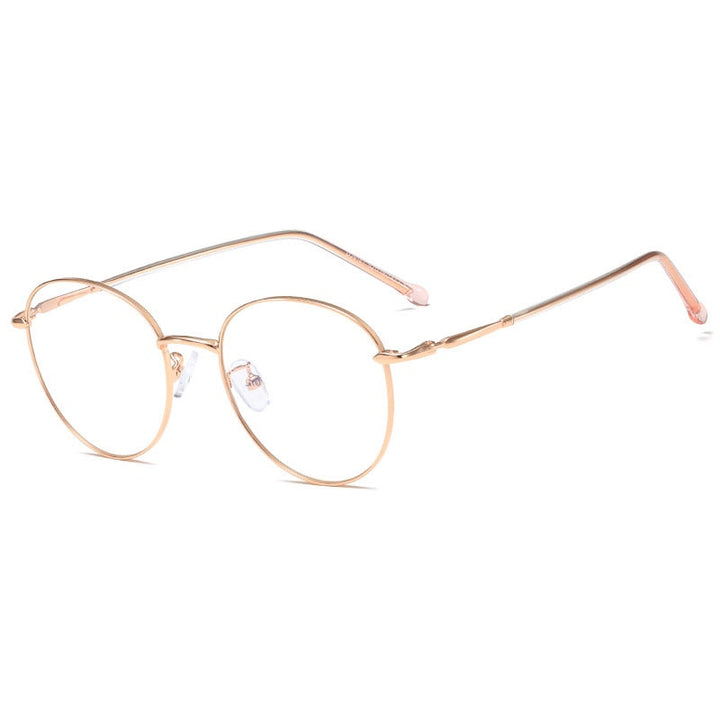 Hotony Unisex Full Rim Round Alloy Eyeglasses 29167 Full Rim Hotony ROSE GOLD
