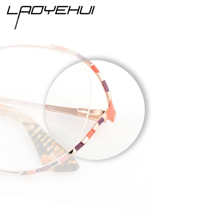 Laoyehui Women's Eyeglasses Alloy Frame Oversize Round 18032 Full Rim Laoyehui