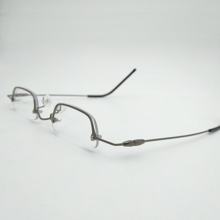 Yujo Unisex Small Square Semi Rim Stainless Steel Reading Glasses Y037 Reading Glasses Yujo
