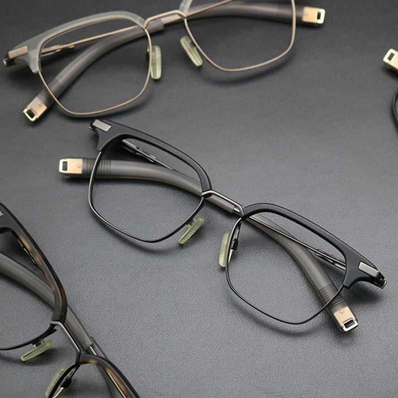 Gatenac Unisex Full Rim Square Titanium Acetate Frame Eyeglasses Gxyj669 Full Rim Gatenac