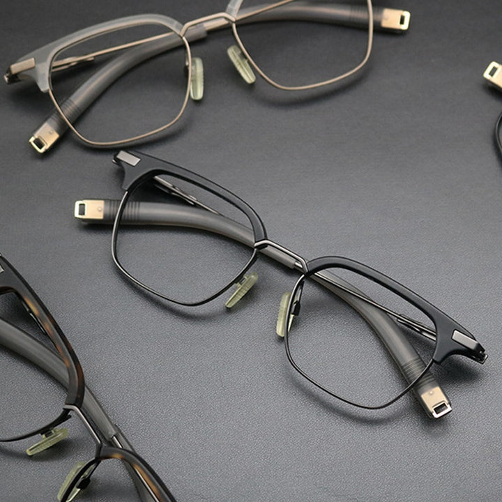 Gatenac Unisex Full Rim Square Titanium Acetate Frame Eyeglasses Gxyj669 Full Rim Gatenac