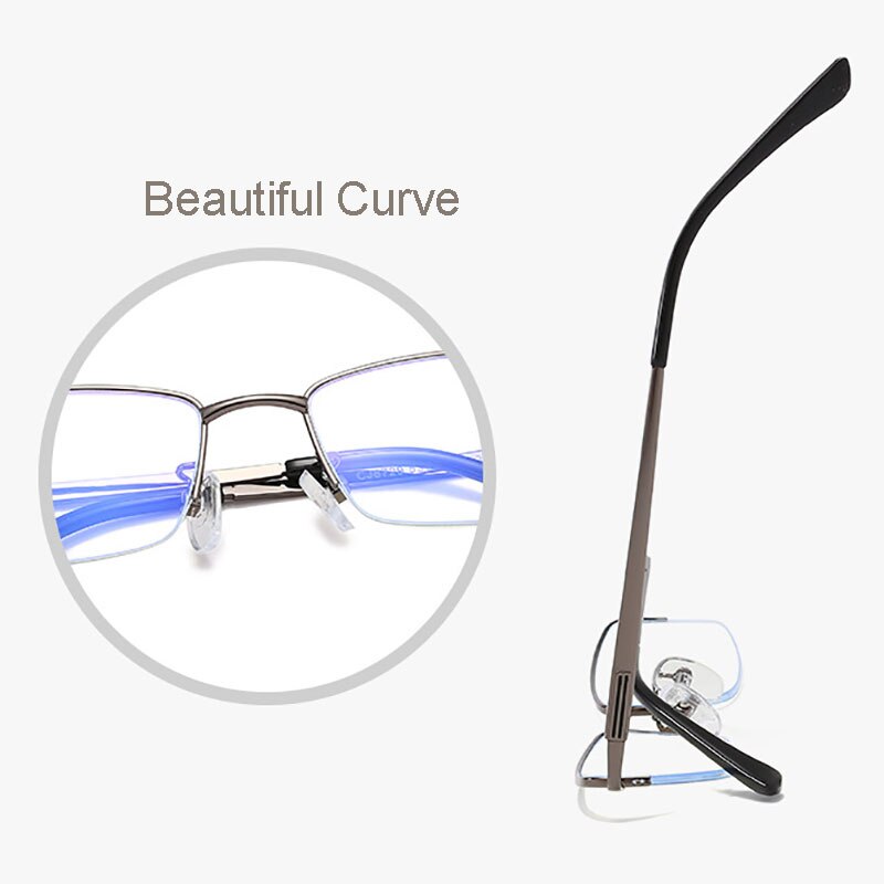 Handoer Unisex Semi Rim Rectangle Alloy Eyeglasses Semi Rim Handoer