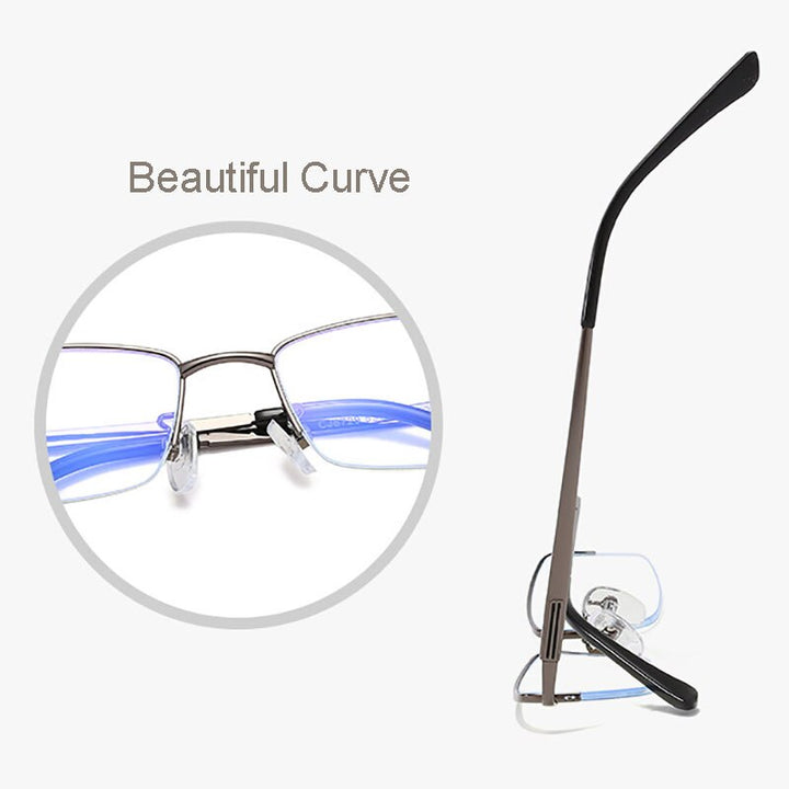 Handoer Unisex Semi Rim Rectangle Alloy Eyeglasses Semi Rim Handoer