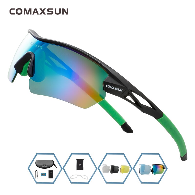 Comaxsun Unisex Polarized Tr 90 Sunglasses Rectangular STS821 Sunglasses Comaxsun BLACK Green