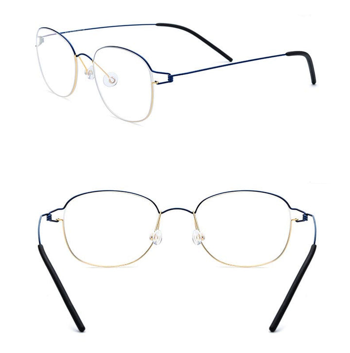 Hdcrafter Unisex Full Rim Round Titanium Screwless Frame Eyeglasses 28618 Full Rim Hdcrafter Eyeglasses