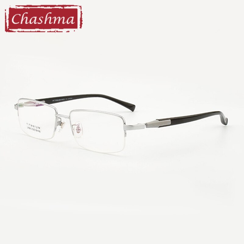 Chashma Ochki Men's Semi Rim Rectangle Titanium Eyeglasses 9910 Semi Rim Chashma Ochki Silver