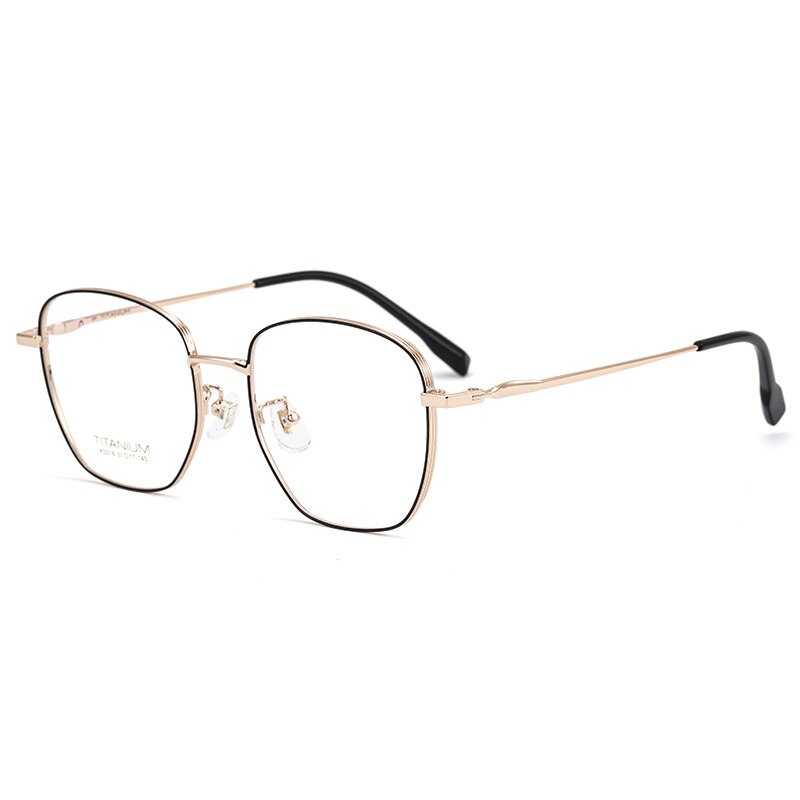 Yimaruili Unisex Full Rim Square Titanium Frame Eyeglasses 02K5016 Full Rim Yimaruili Eyeglasses Black Rose Gold