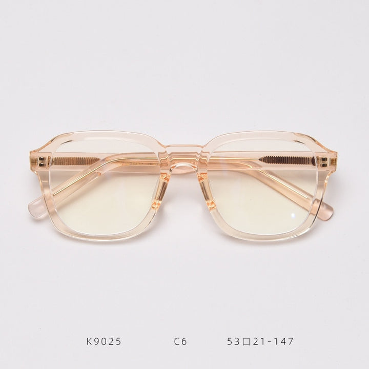 CCspace Women's Full Rim Square Tr 90 Titanium Frame Acetate Leg Eyeglasses 49354 Full Rim CCspace C6Champagne