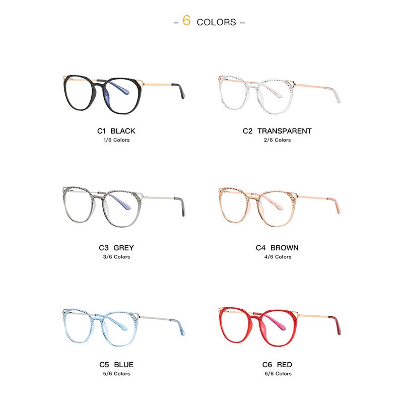 Hotochki Women's Full Rim Round TR-90 Resin Alloy Frame Eyeglasses 2054 Full Rim Hotochki