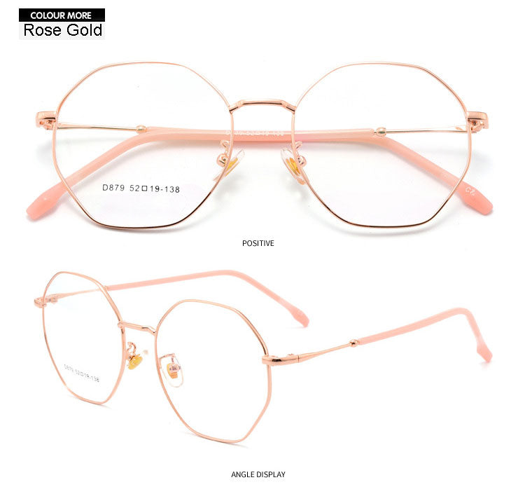 Hotony Unisex Full Rim Polygon Alloy Frame Spring Hinge Eyeglasses D879 Full Rim Hotony
