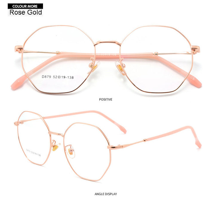 Hotony Unisex Full Rim Polygon Alloy Frame Spring Hinge Eyeglasses D879 Full Rim Hotony