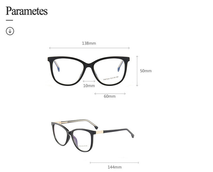 Hotony Woman's Full Rim Cat Eye TR 90 Resin Alloy Frame Eyeglasses 7004 Full Rim Hotony