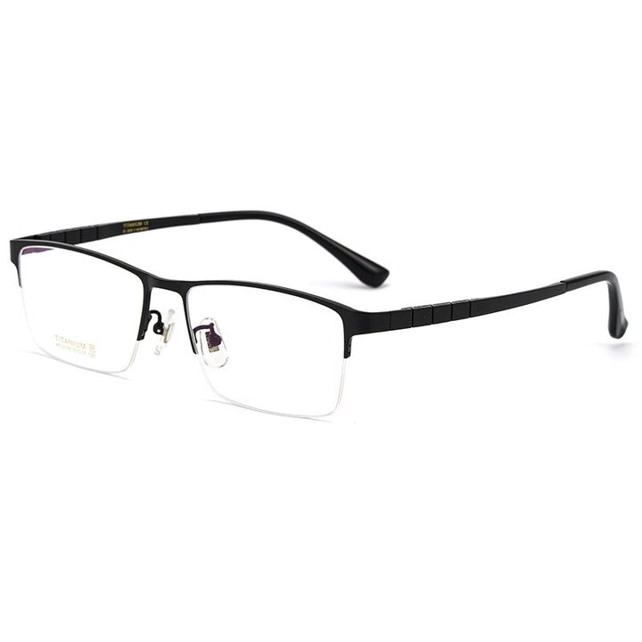 Yimaruili Unisex Semi Rim Round Titanium IP Frame Eyeglasses  HT0178 Semi Rim Yimaruili Eyeglasses Matte Black