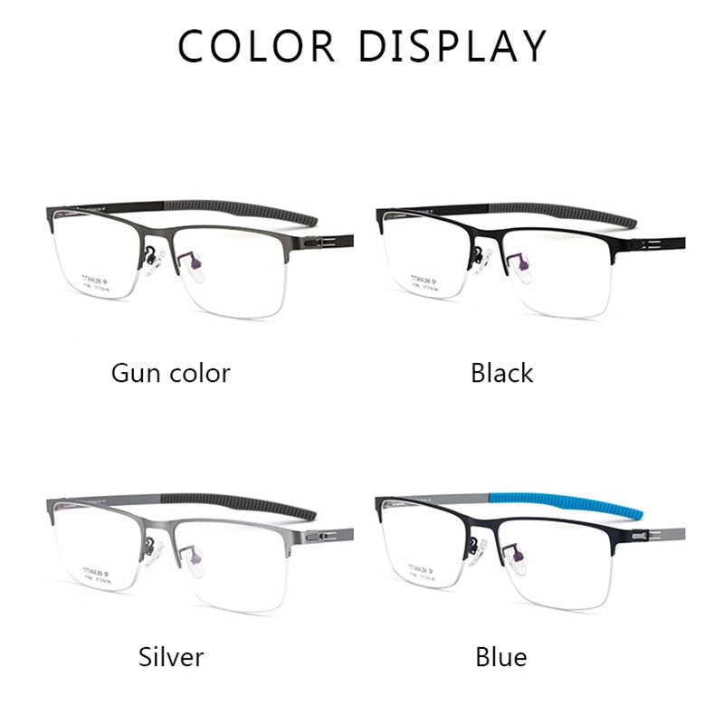 Hotochki Men's Semi Rim TitaniumAlloy IP Plated Frame Eyeglasses F1983 Semi Rim Hotochki