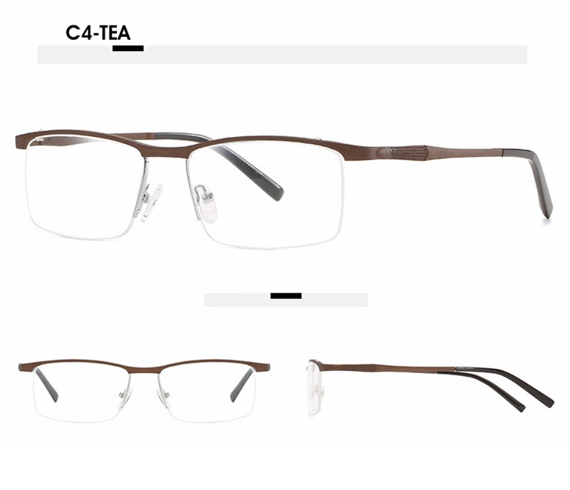 Hotony Unisex Semi Rim Square Alloy Frame Eyeglasses 6303 Semi Rim Hotony