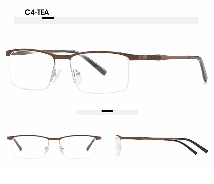 Hotony Unisex Semi Rim Square Alloy Frame Eyeglasses 6303 Semi Rim Hotony