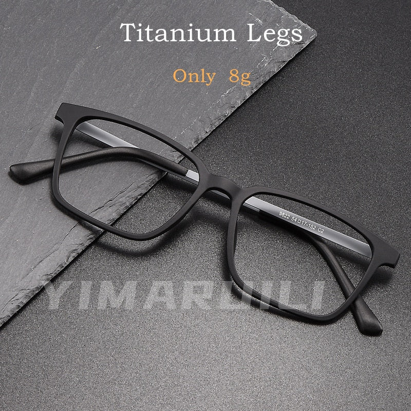 Yimaruili Men's Full Rim Square Titanium Frame Eyeglasses 9822 Full Rim Yimaruili Eyeglasses