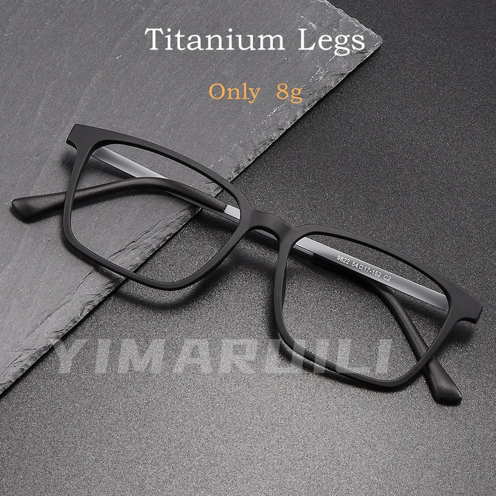 Yimaruili Men's Full Rim Square Titanium Frame Eyeglasses 9822 Full Rim Yimaruili Eyeglasses