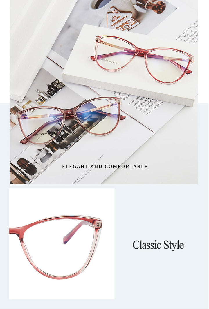 Hotony Woman's Full Rim Cat Eye TR 90 Resin Alloy Frame Eyeglasses 7001 Full Rim Hotony