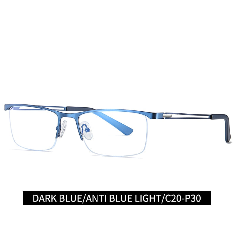 Reven Jate Men's Eyeglasses 5916 Half Rim Alloy Front Flexible Plastic Tr-90 Semi Rim Reven Jate blue