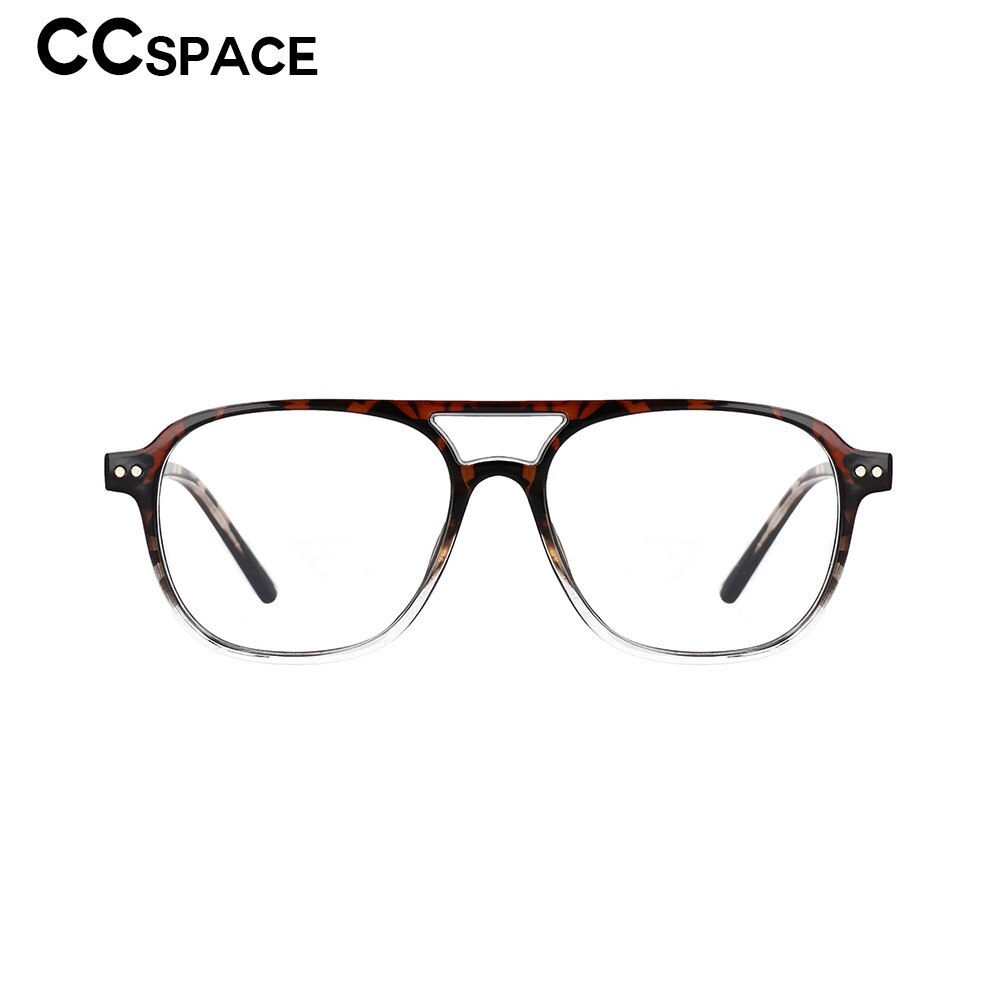 CCspace Unisex Full Rim Square Resin Double Bridge Frame Eyeglasses 53120 Full Rim CCspace